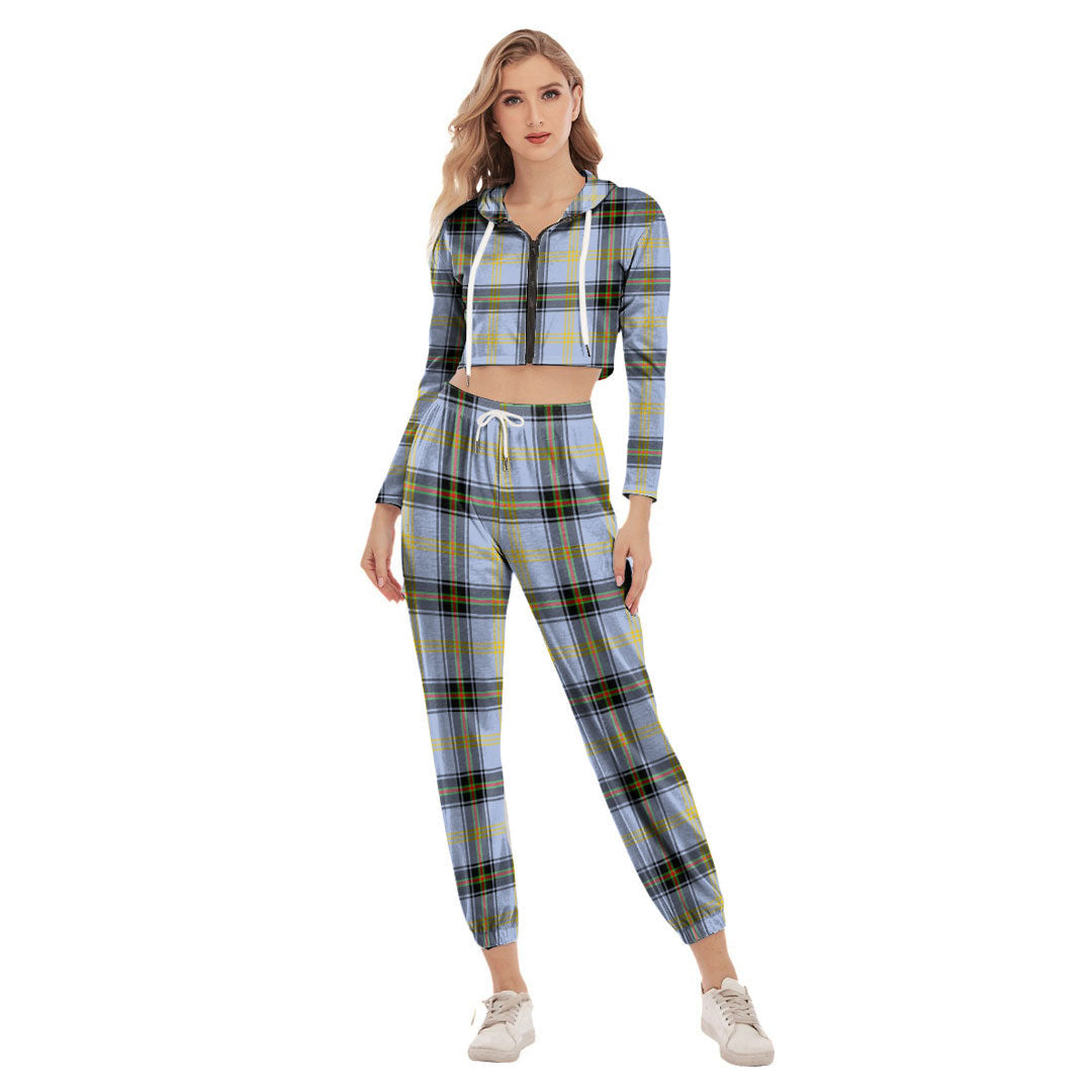 Bell of the Borders Tartan Plaid Crop Hoodie Sports Sets