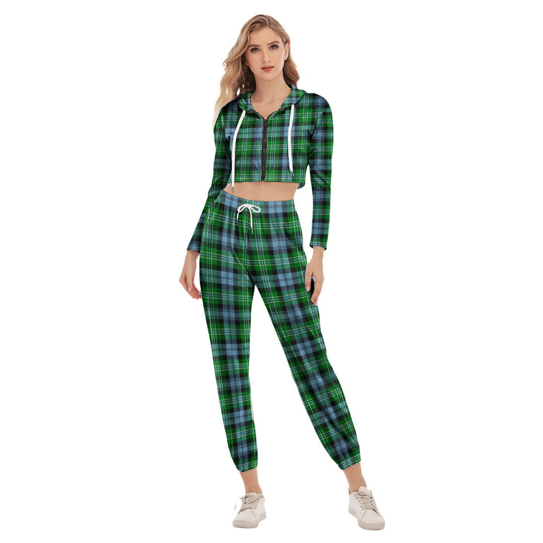 Arbuthnot Ancient Tartan Plaid Crop Hoodie Sports Sets