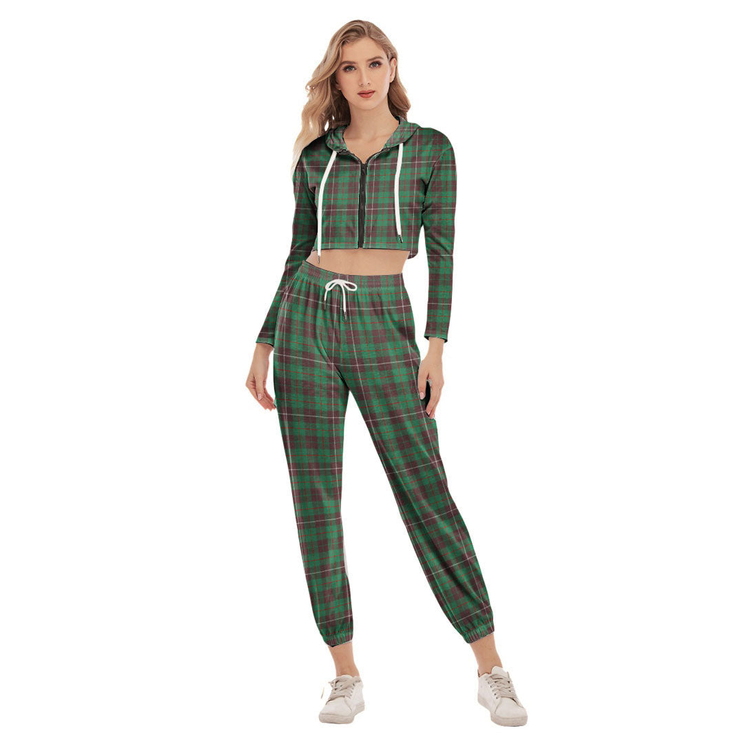 MacKinnon Hunting Ancient Tartan Plaid Crop Hoodie Sports Sets