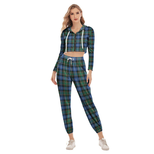 MacRae Hunting Ancient Tartan Plaid Crop Hoodie Sports Sets