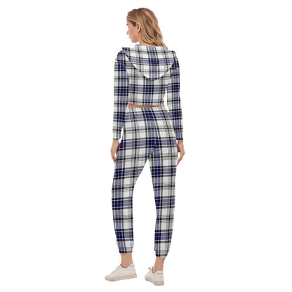 Hannay Modern Tartan Plaid Crop Hoodie Sports Sets