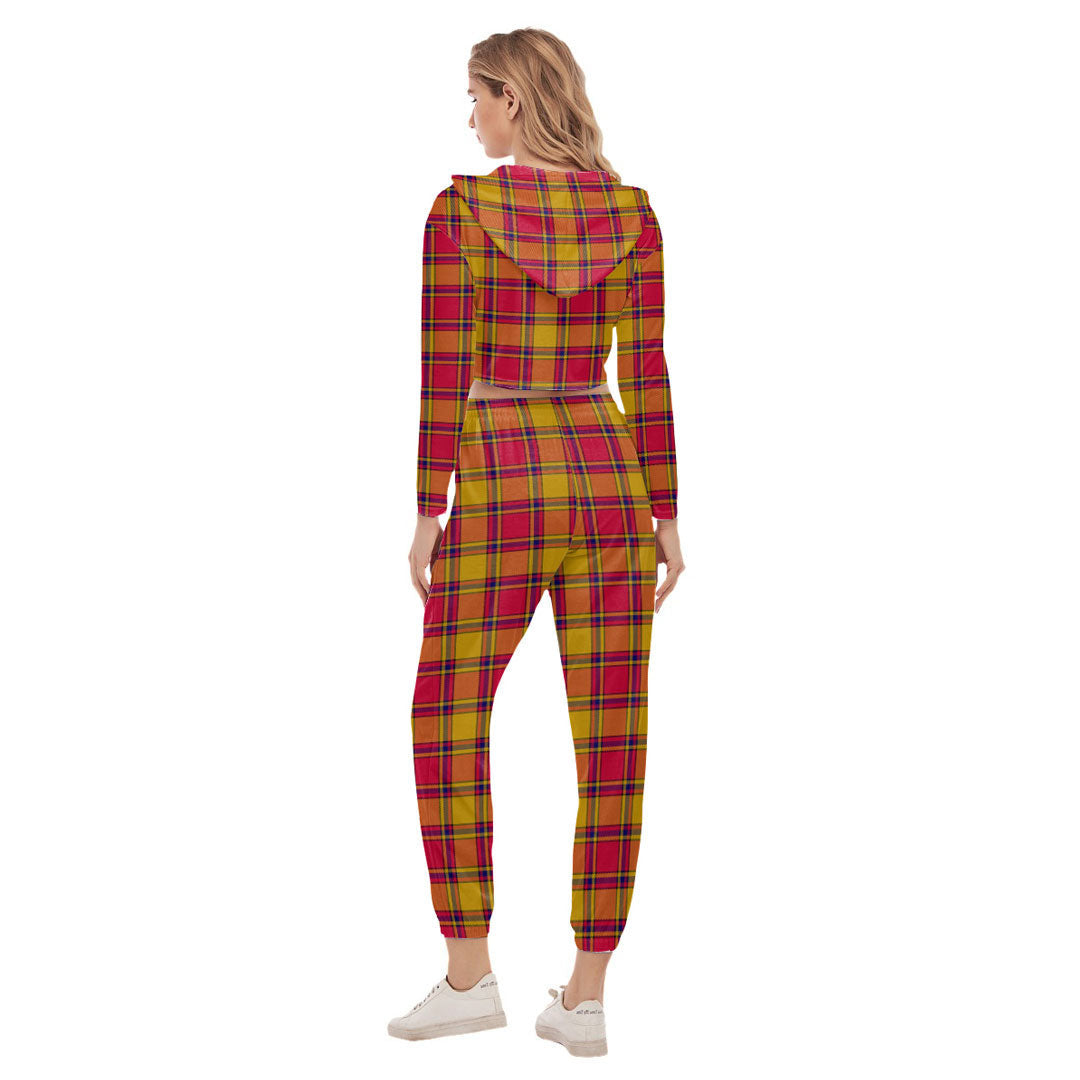 Scrymgeour Tartan Plaid Crop Hoodie Sports Sets