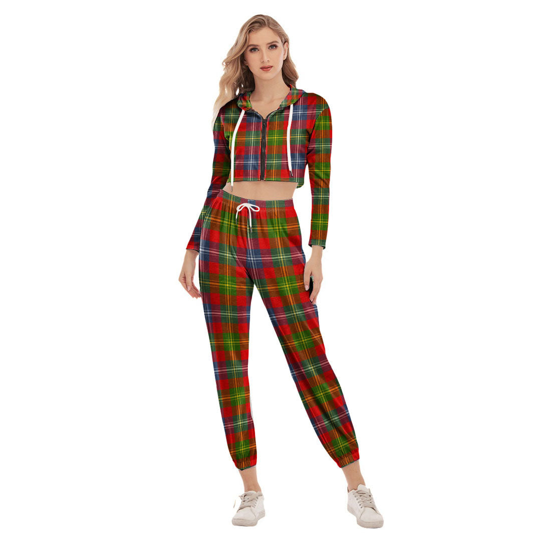 Forrester Tartan Plaid Crop Hoodie Sports Sets