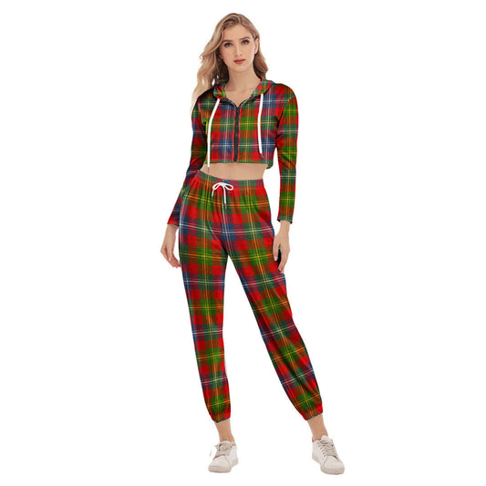 Forrester Tartan Plaid Crop Hoodie Sports Sets