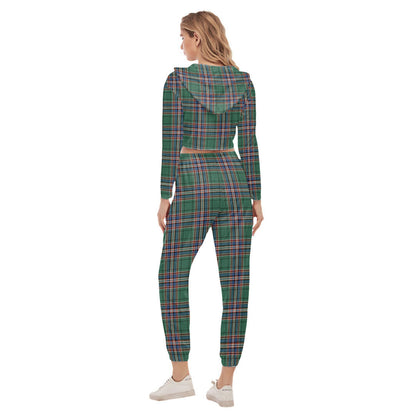 MacFarlane Hunting Ancient Tartan Plaid Crop Hoodie Sports Sets