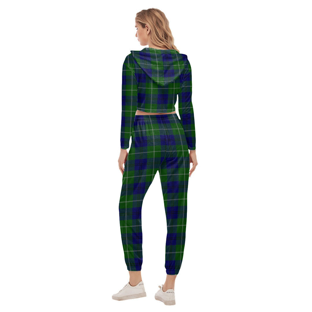 Oliphant Modern Tartan Plaid Crop Hoodie Sports Sets