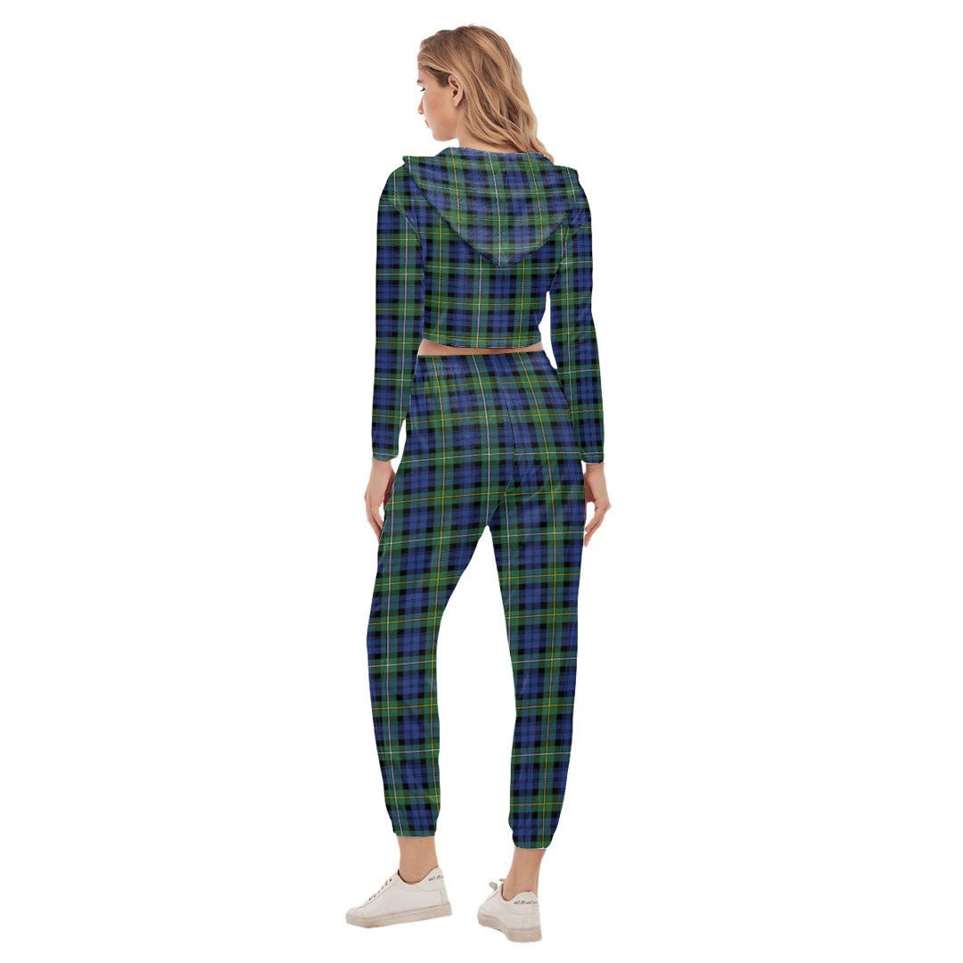 Campbell Argyll Ancient Tartan Plaid Crop Hoodie Sports Sets