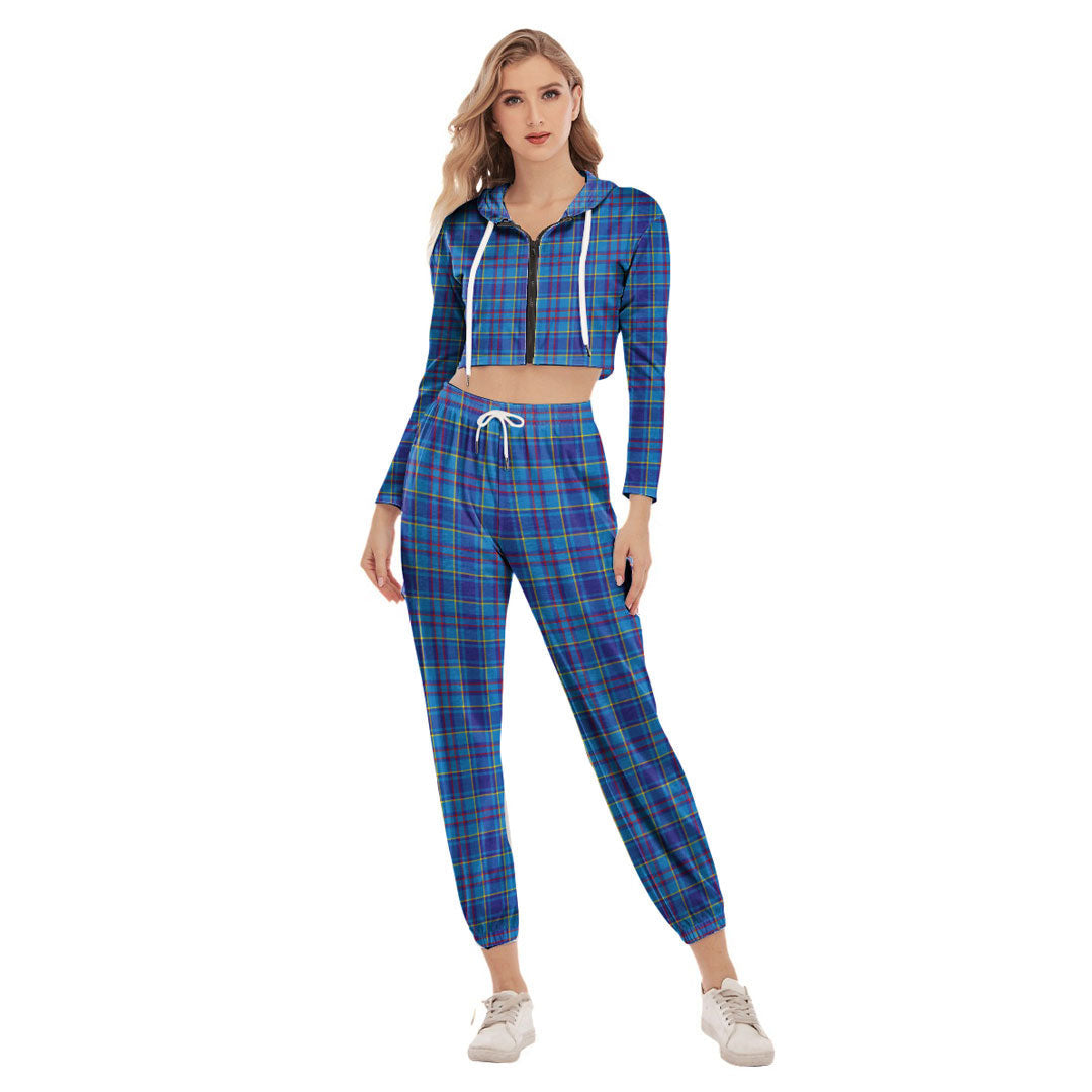 Mercer Modern Tartan Plaid Crop Hoodie Sports Sets