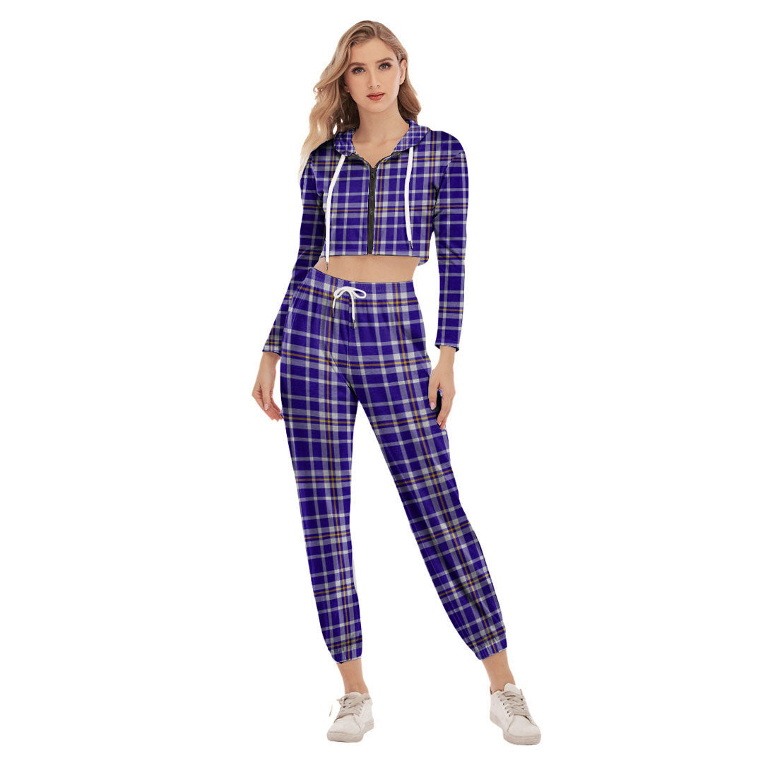 Ochterlony Tartan Plaid Crop Hoodie Sports Sets