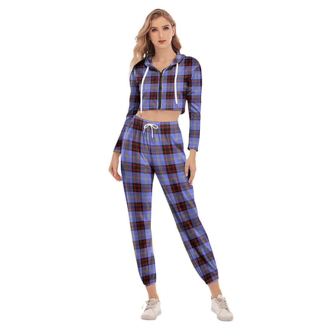 Rutherford Tartan Plaid Crop Hoodie Sports Sets