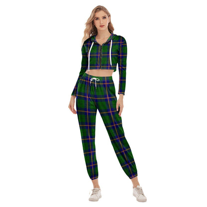 Carmichael Modern Tartan Plaid Crop Hoodie Sports Sets