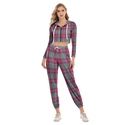 Crawford Ancient Tartan Plaid Crop Hoodie Sports Sets