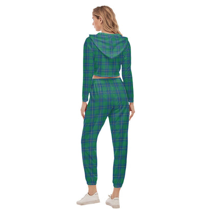 Irvine Ancient Tartan Plaid Crop Hoodie Sports Sets