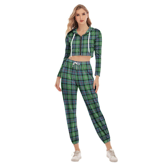 MacThomas Ancient Tartan Plaid Crop Hoodie Sports Sets