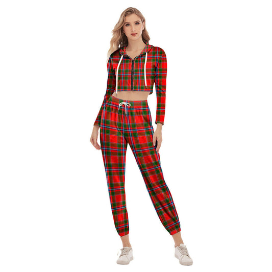 Perthshire District Tartan Plaid Crop Hoodie Sports Sets