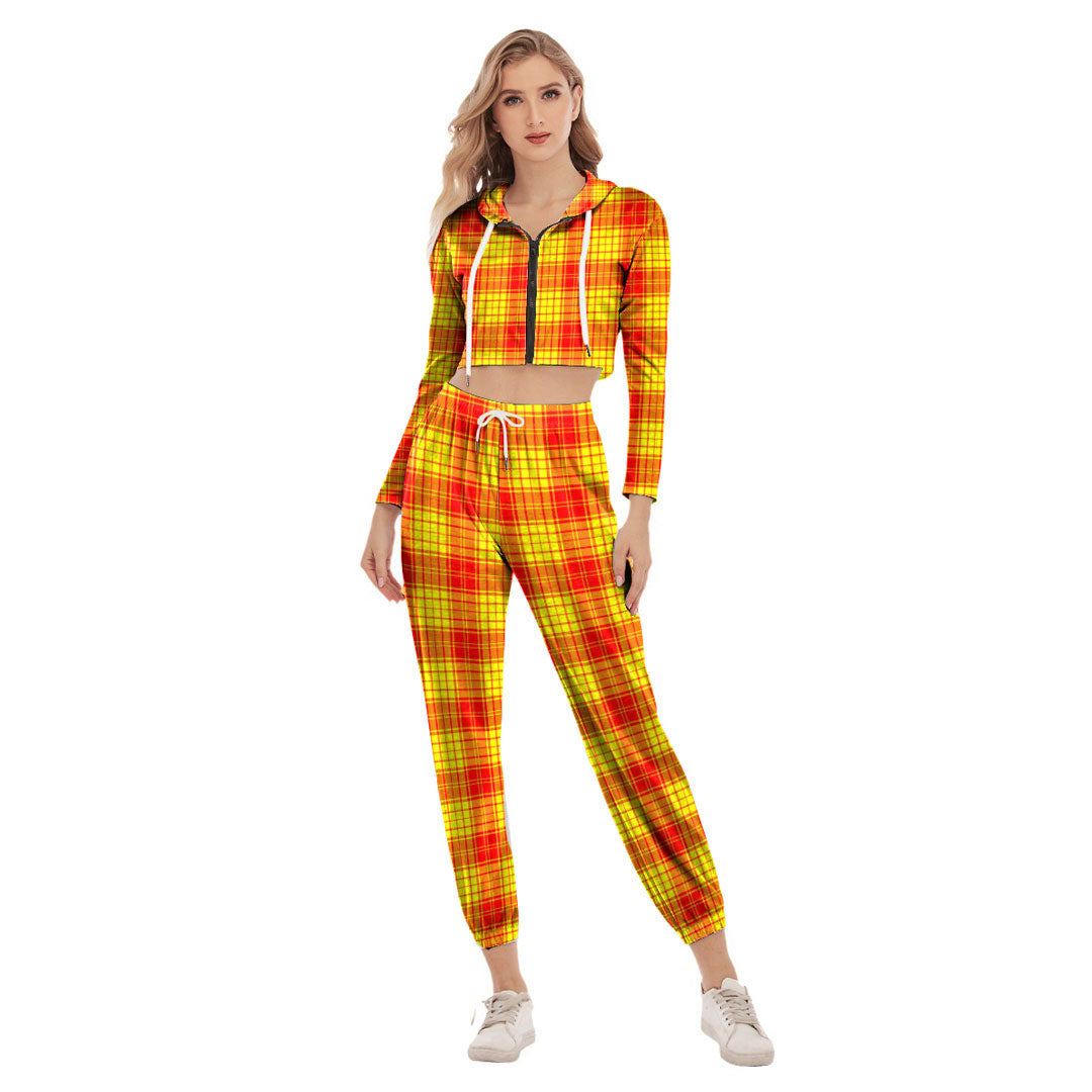 MacMillan Tartan Plaid Tartan Plaid Crop Hoodie Sports Sets