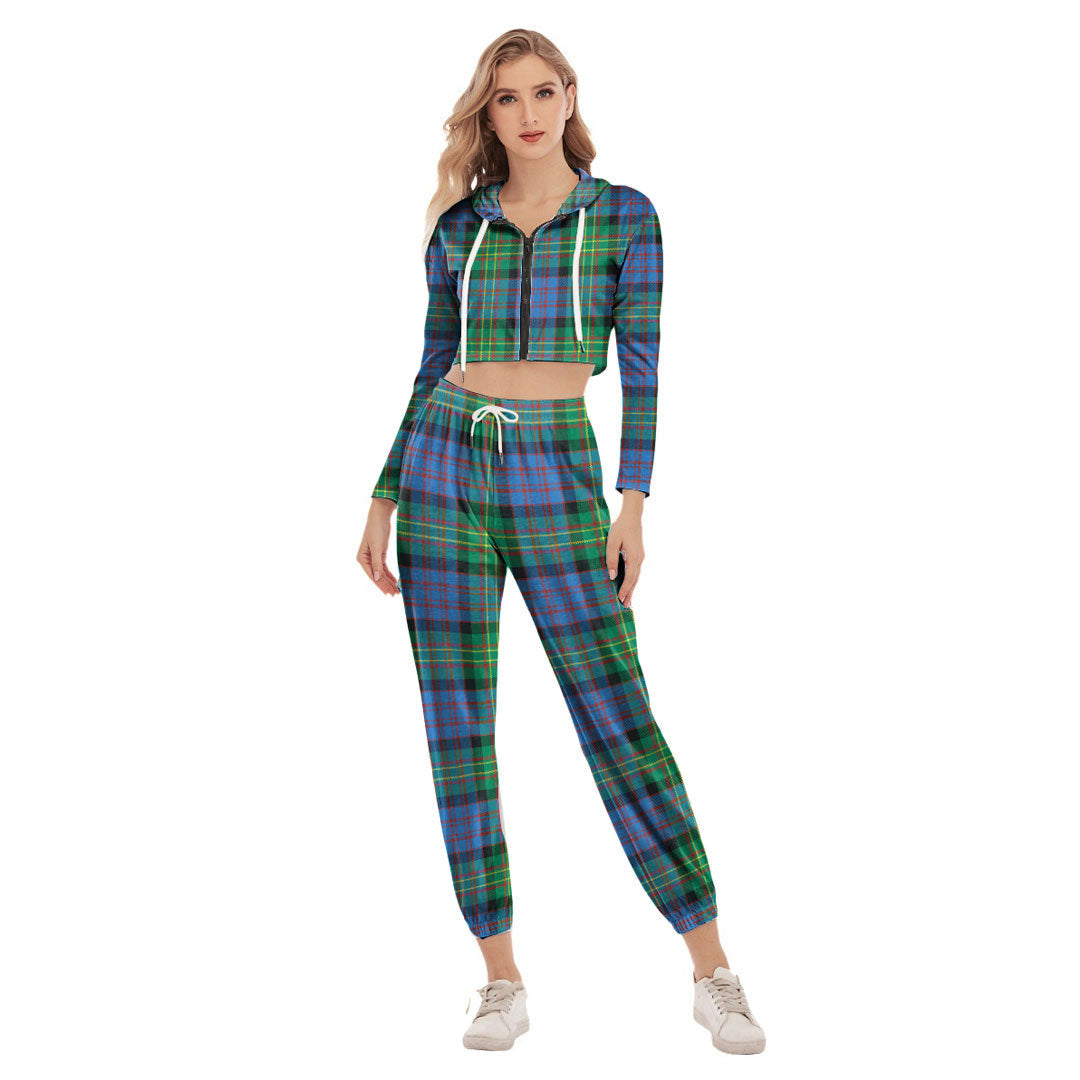 Bowie Ancient Tartan Plaid Crop Hoodie Sports Sets