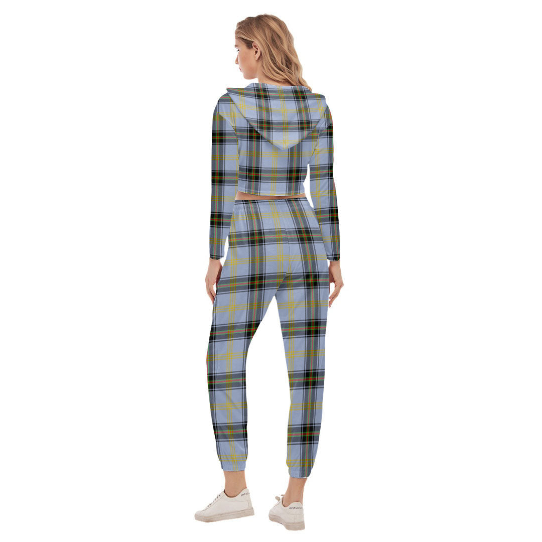 Bell of the Borders Tartan Plaid Crop Hoodie Sports Sets