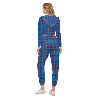 Mercer Modern Tartan Plaid Crop Hoodie Sports Sets