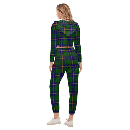 Carmichael Modern Tartan Plaid Crop Hoodie Sports Sets