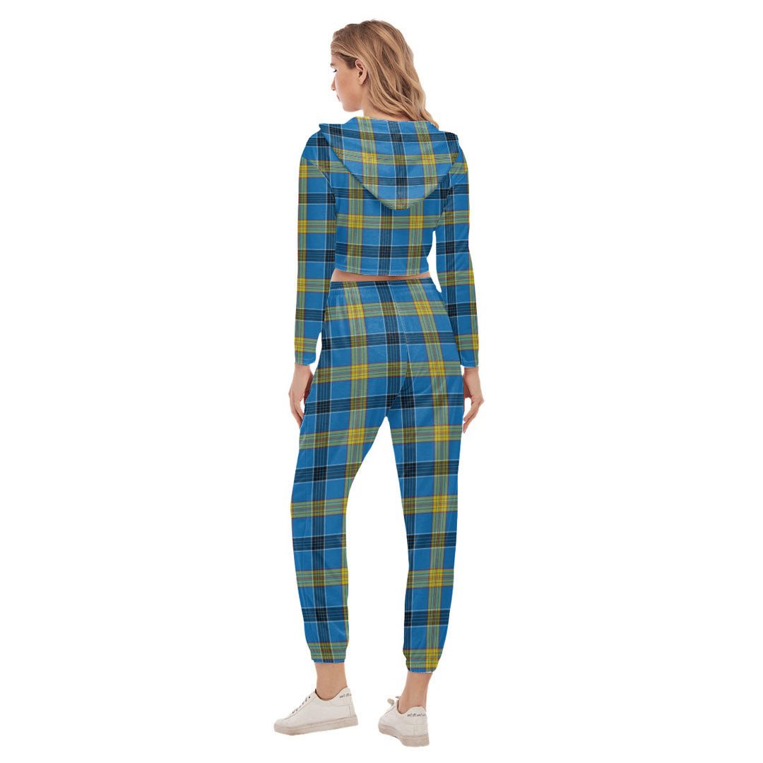 Laing Tartan Plaid Crop Hoodie Sports Sets