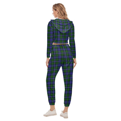 Robertson Hunting Modern Tartan Plaid Crop Hoodie Sports Sets