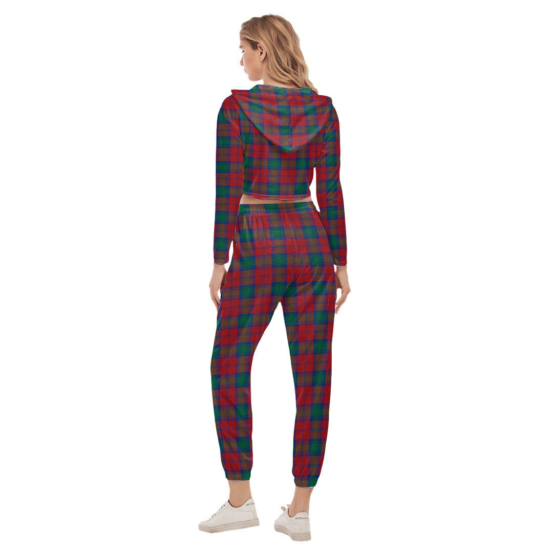 Lindsay Modern Tartan Plaid Crop Hoodie Sports Sets