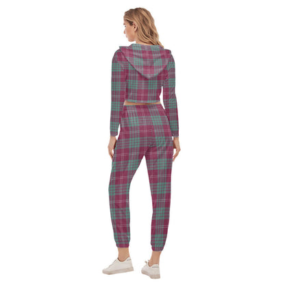 Crawford Ancient Tartan Plaid Crop Hoodie Sports Sets