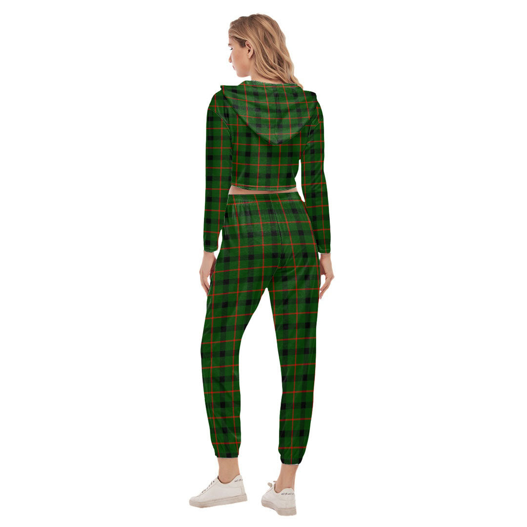 Kincaid Modern Tartan Plaid Crop Hoodie Sports Sets