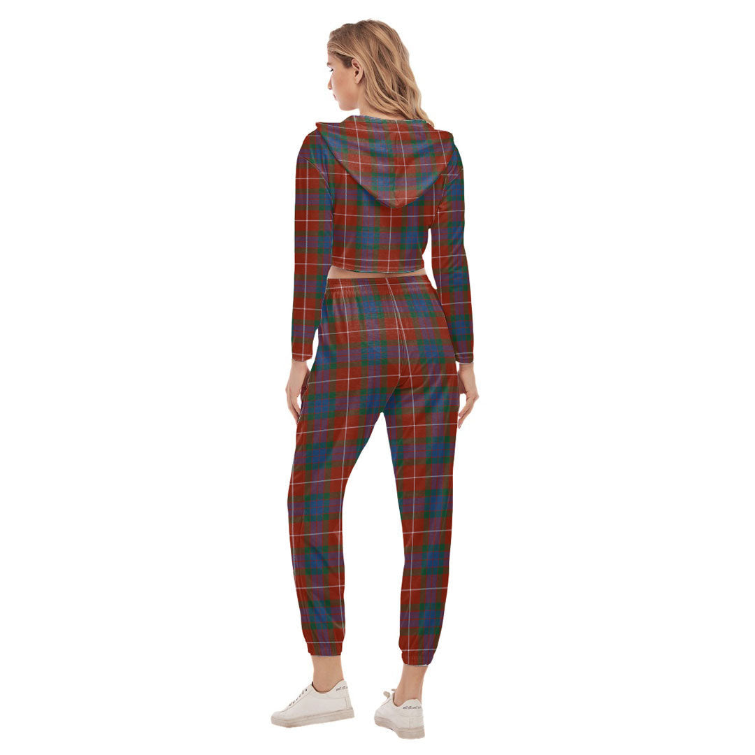 Fraser Ancient Tartan Plaid Crop Hoodie Sports Sets