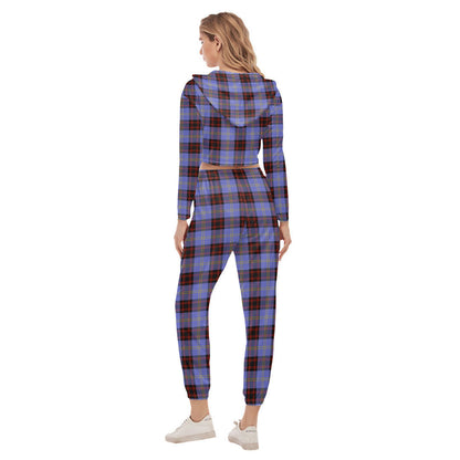 Rutherford Tartan Plaid Crop Hoodie Sports Sets