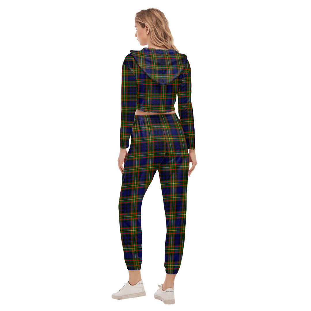 Clelland Modern Tartan Plaid Crop Hoodie Sports Sets