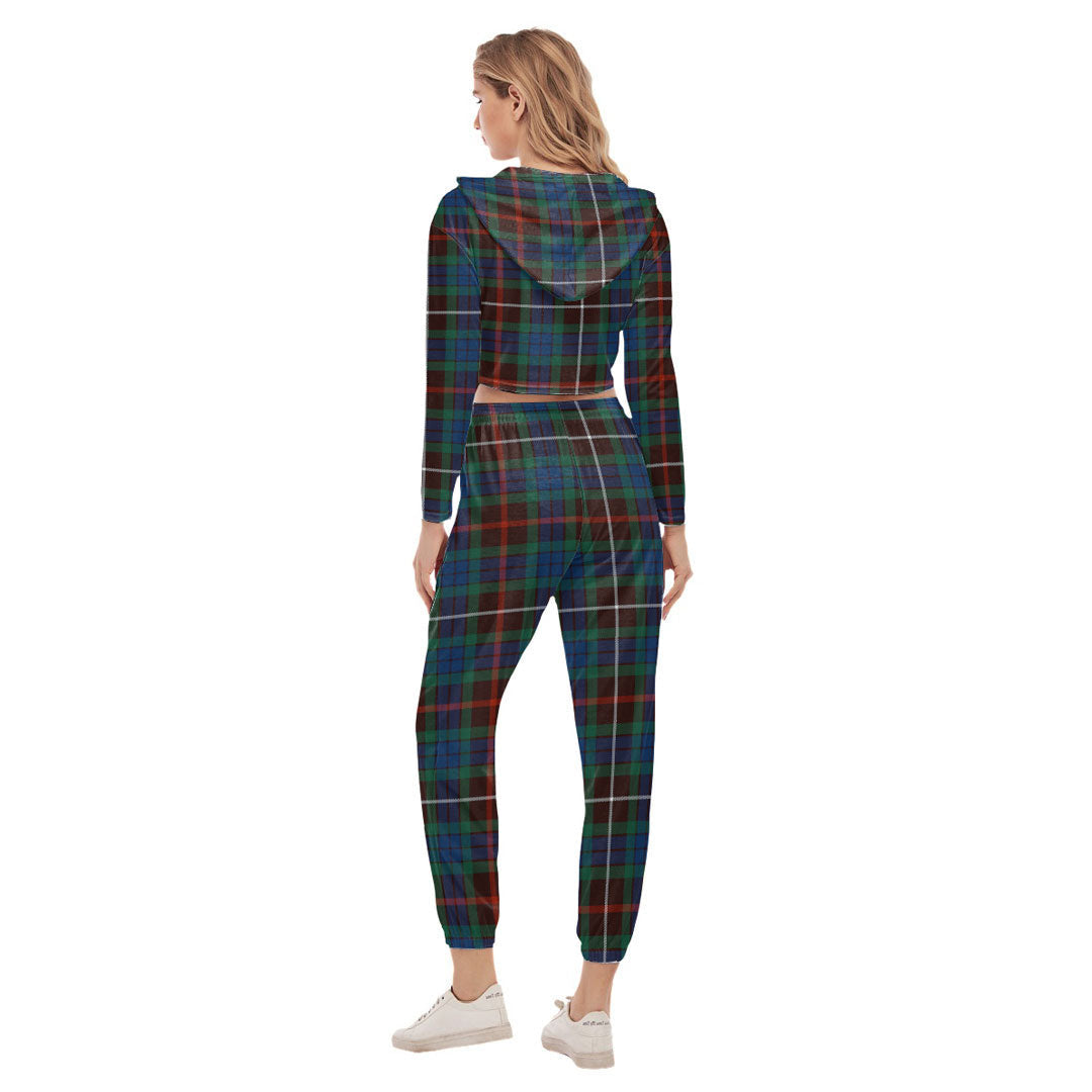 Fraser Hunting Ancient Tartan Plaid Crop Hoodie Sports Sets