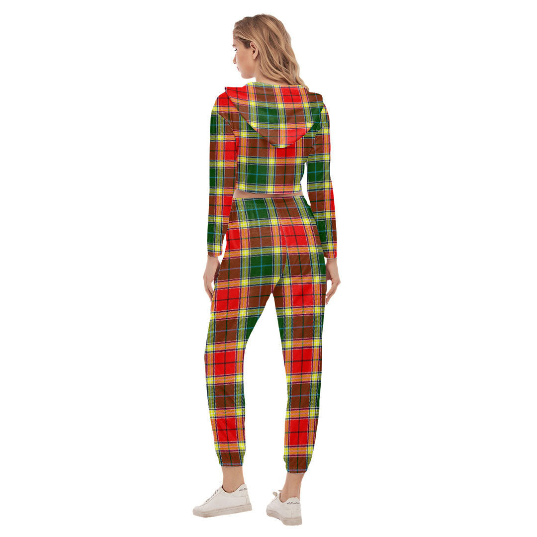 Gibbs Tartan Plaid Crop Hoodie Sports Sets