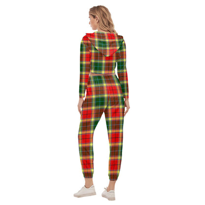 Gibbs Tartan Plaid Crop Hoodie Sports Sets