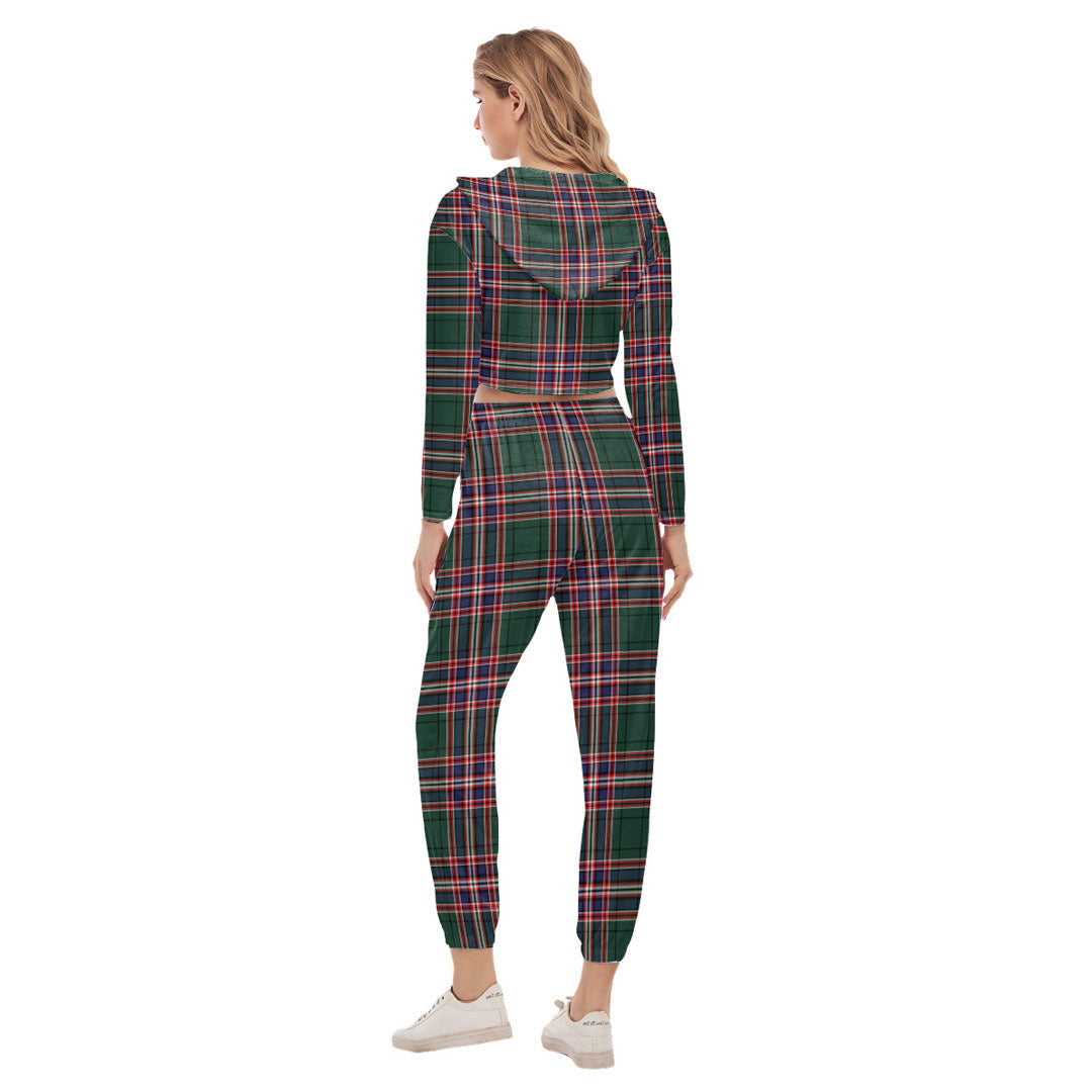 MacFarlane Hunting Modern Tartan Plaid Crop Hoodie Sports Sets