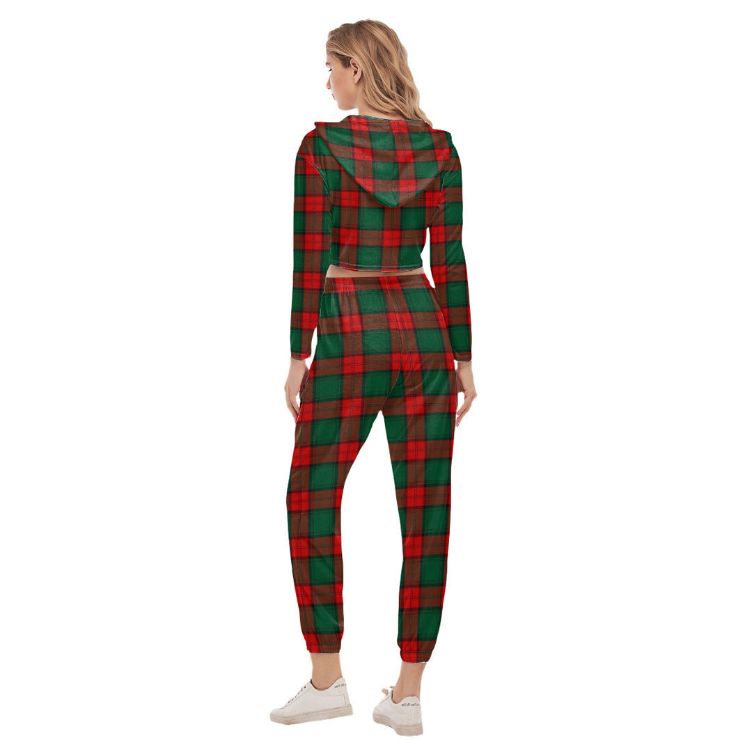 Stewart Atholl Modern Tartan Plaid Crop Hoodie Sports Sets