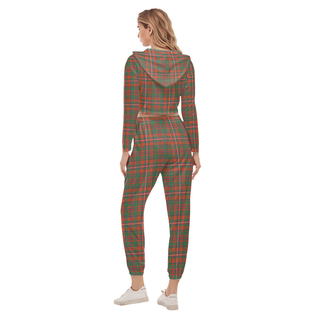 MacKinnon Ancient Tartan Plaid Crop Hoodie Sports Sets