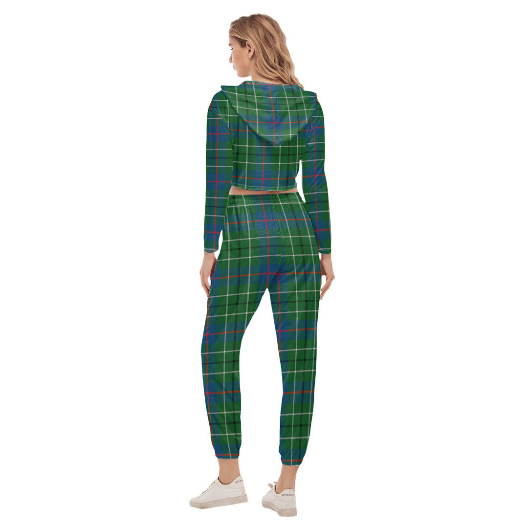 Duncan Ancient Tartan Plaid Crop Hoodie Sports Sets