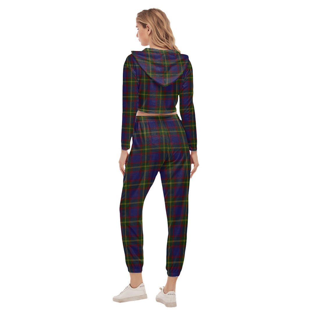 Durie Tartan Plaid Crop Hoodie Sports Sets