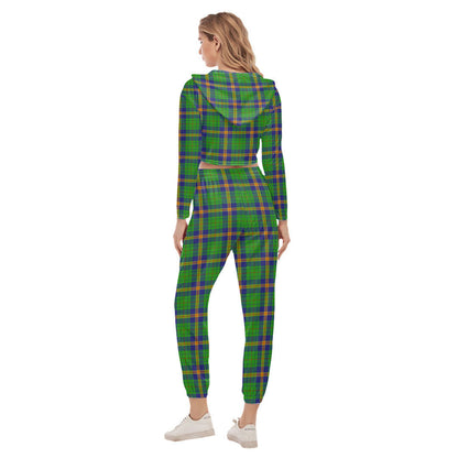 New Mexico Tartan Plaid Crop Hoodie Sports Sets