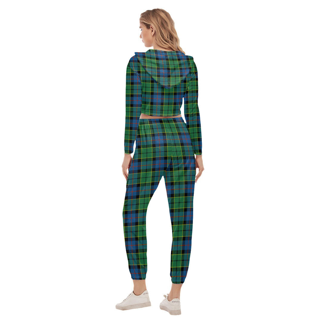 Forsyth Ancient Tartan Plaid Crop Hoodie Sports Sets