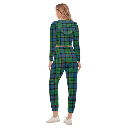 Forsyth Ancient Tartan Plaid Crop Hoodie Sports Sets