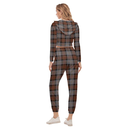 Cameron of Erracht Weathered Tartan Plaid Crop Hoodie Sports Sets