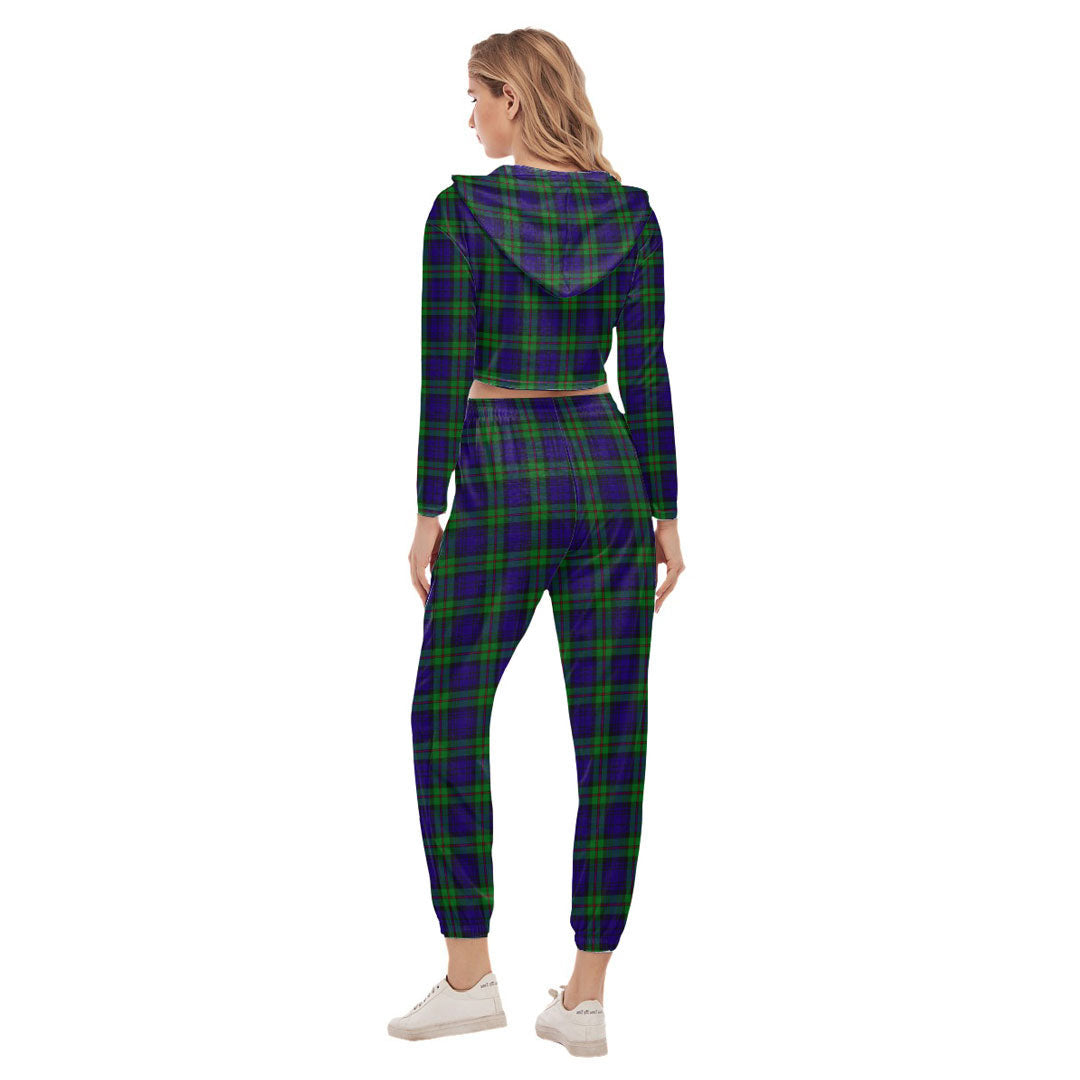 MacKinlay Modern Tartan Plaid Crop Hoodie Sports Sets