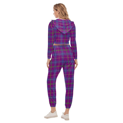 Jackson Tartan Plaid Crop Hoodie Sports Sets