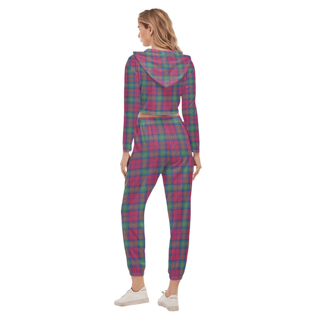 Lindsay Ancient Tartan Plaid Crop Hoodie Sports Sets