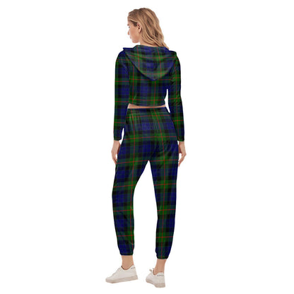 Gunn Modern Tartan Plaid Crop Hoodie Sports Sets