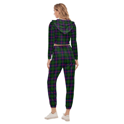 Morrison Modern Tartan Plaid Crop Hoodie Sports Sets