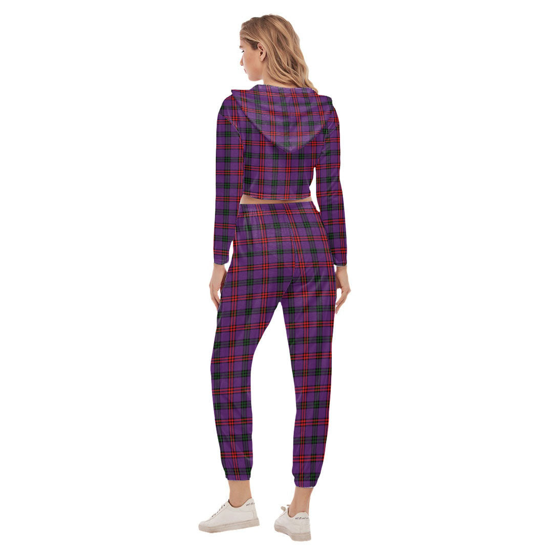 Montgomery Modern Tartan Plaid Crop Hoodie Sports Sets